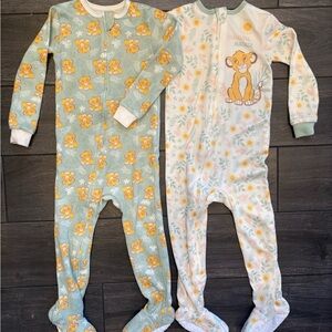 18 Month One-Piece Pajama - Simba Print, Light Green & White